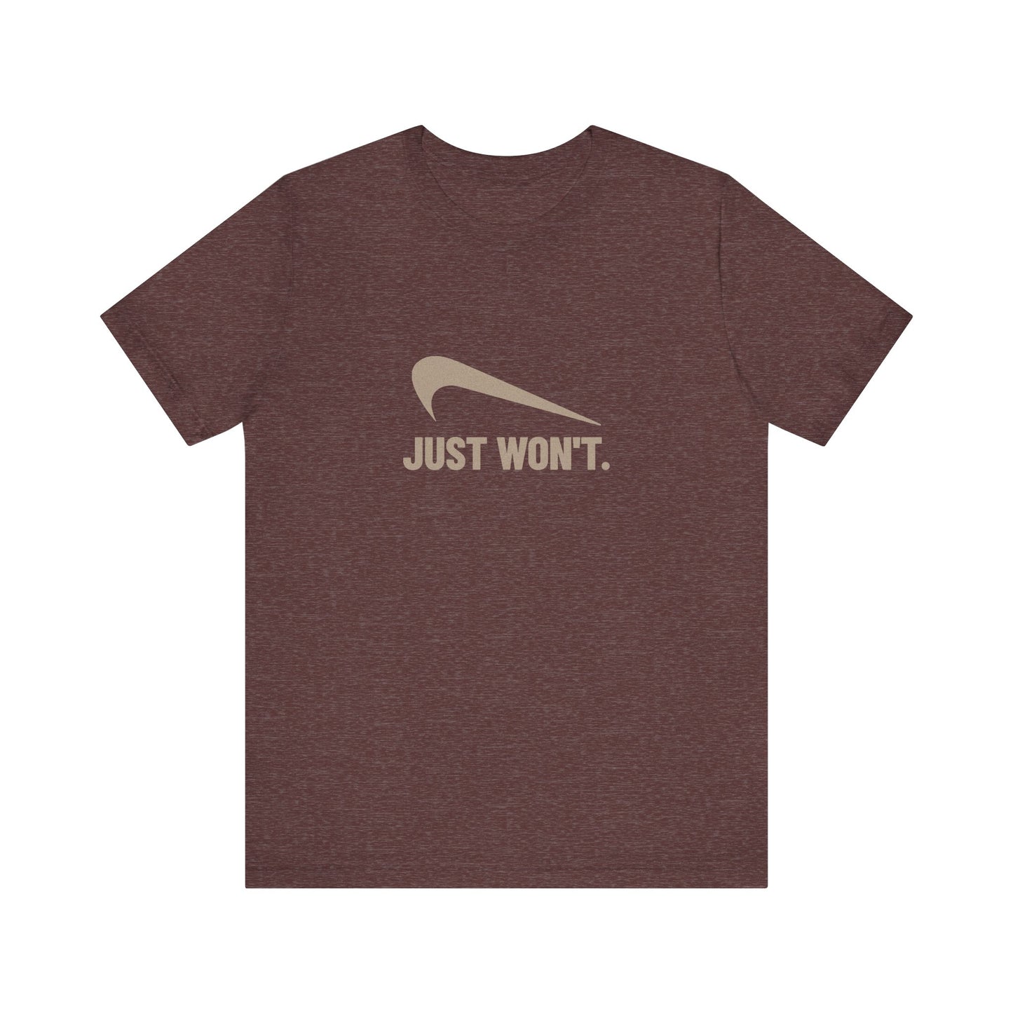 Just Won’t Athletic Parody — Retro Workout Tee (Dark)