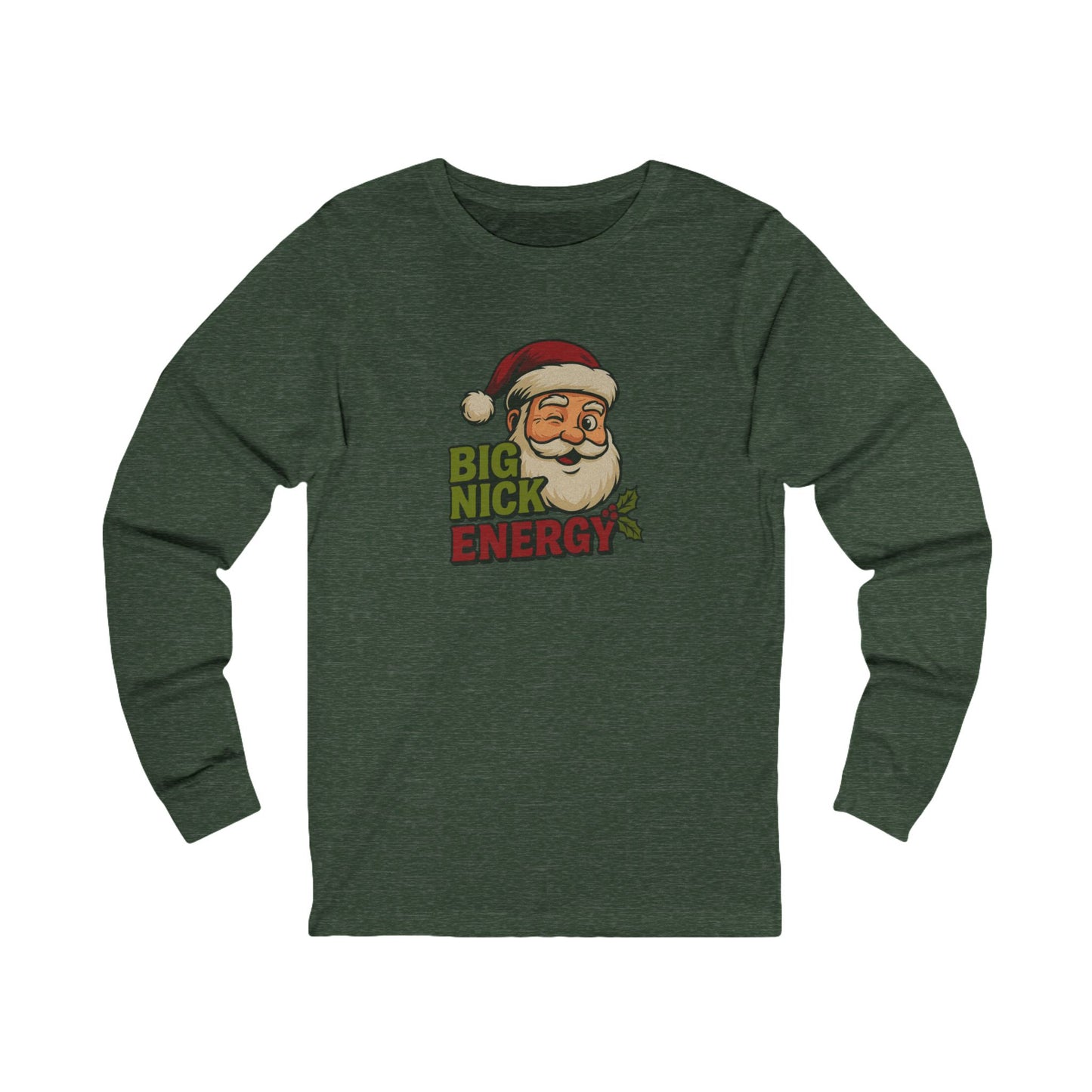 Big Nick Energy — Retro Santa Christmas Long Sleeve (Dark)