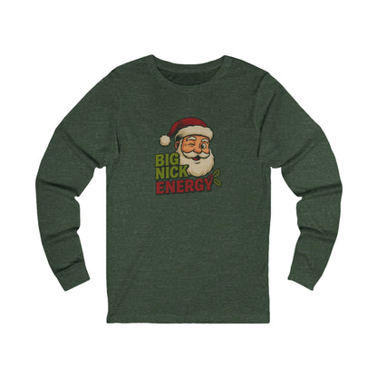 Big Nick Energy — Retro Santa Christmas Long Sleeve (Dark)