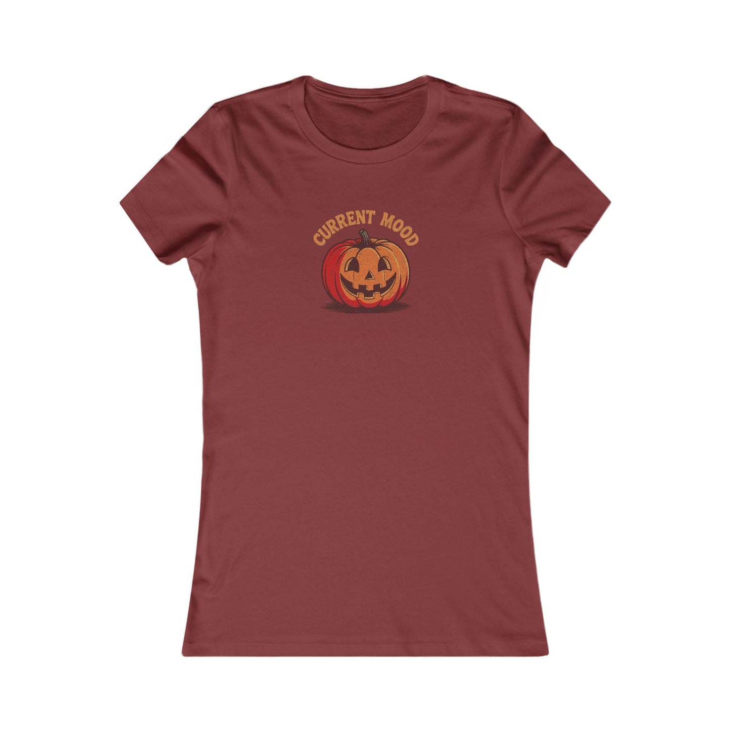 Current Mood (Classic Pumpkin) — Retro Halloween Women's Tee (Dark)