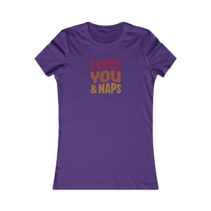 I Like You & Naps (Warm Gradient) — Retro Loungewear Women's Tee (Dark)