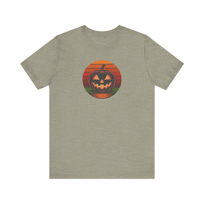 Retro Jack: Bold Grin — Halloween Sunset Tee (Light)