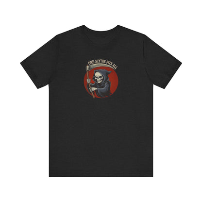 One Scythe Fits All — Grim Reaper Retro Tee (Dark)