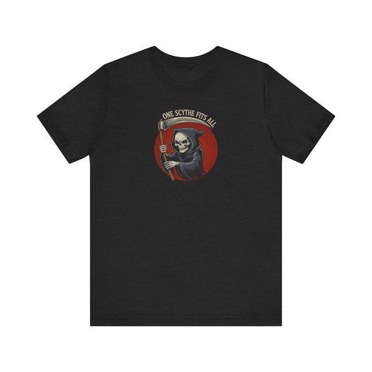 One Scythe Fits All — Grim Reaper Retro Tee (Dark)