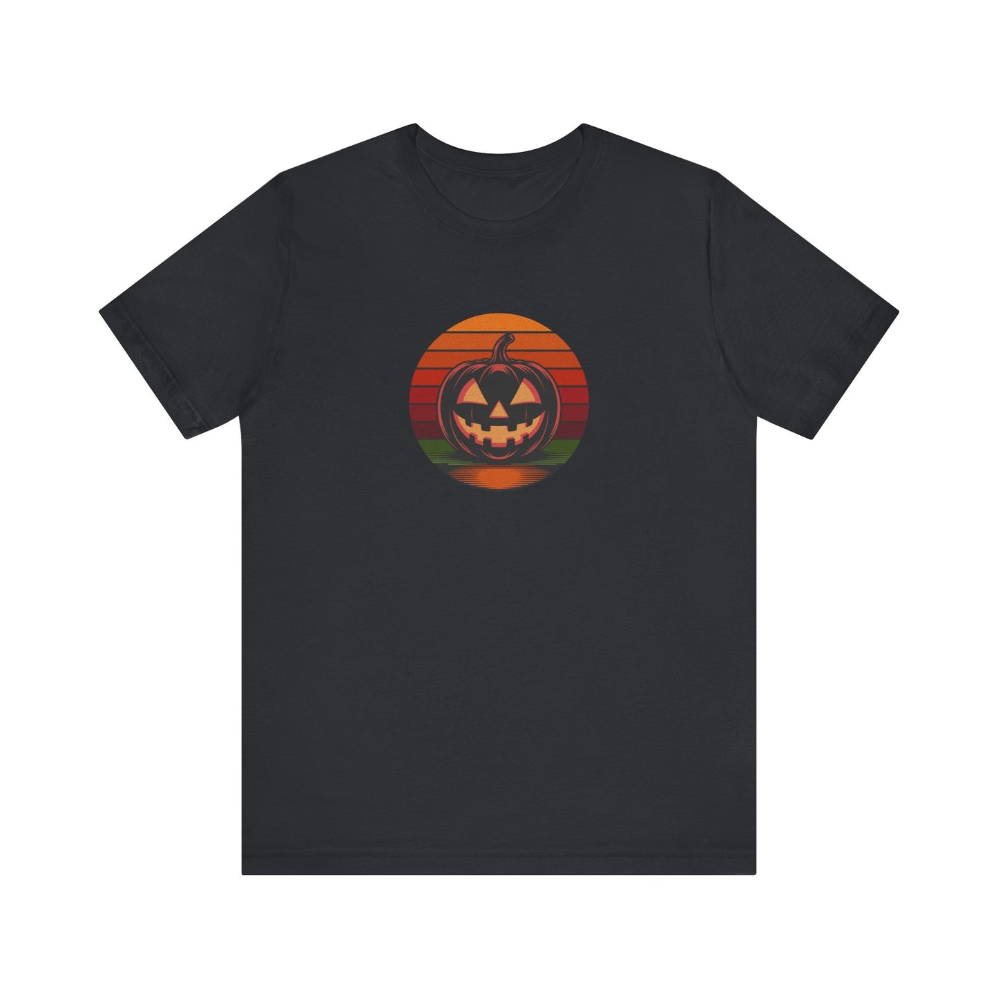 Retro Jack: Bold Grin — Halloween Sunset Tee (Dark)
