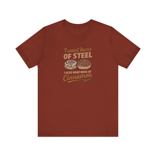 Buns of Steel (and Cinnamon) — Workout Retro Tee (Dark)