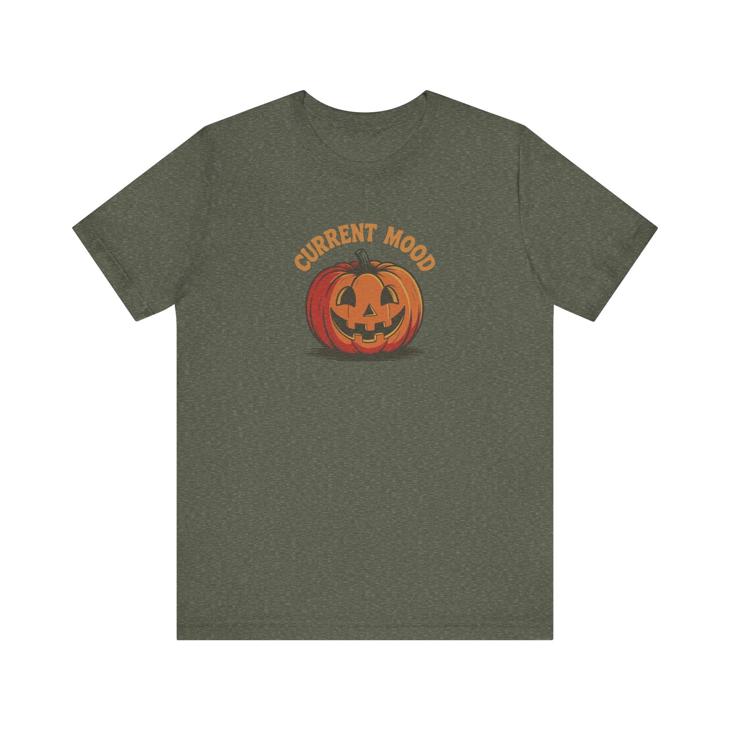 Current Mood (Classic Pumpkin) — Retro Halloween Tee (Dark)
