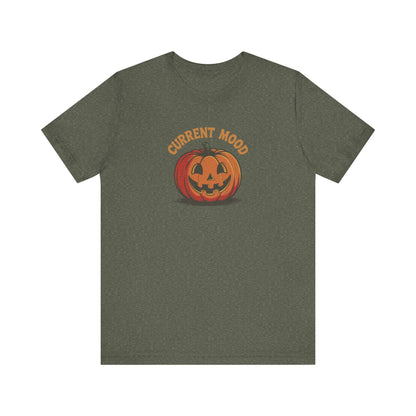 Current Mood (Classic Pumpkin) — Retro Halloween Tee (Dark)