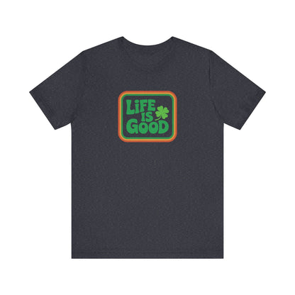 Life Is Good, Shamrock Style — St. Patrick’s Retro Tee (Dark)