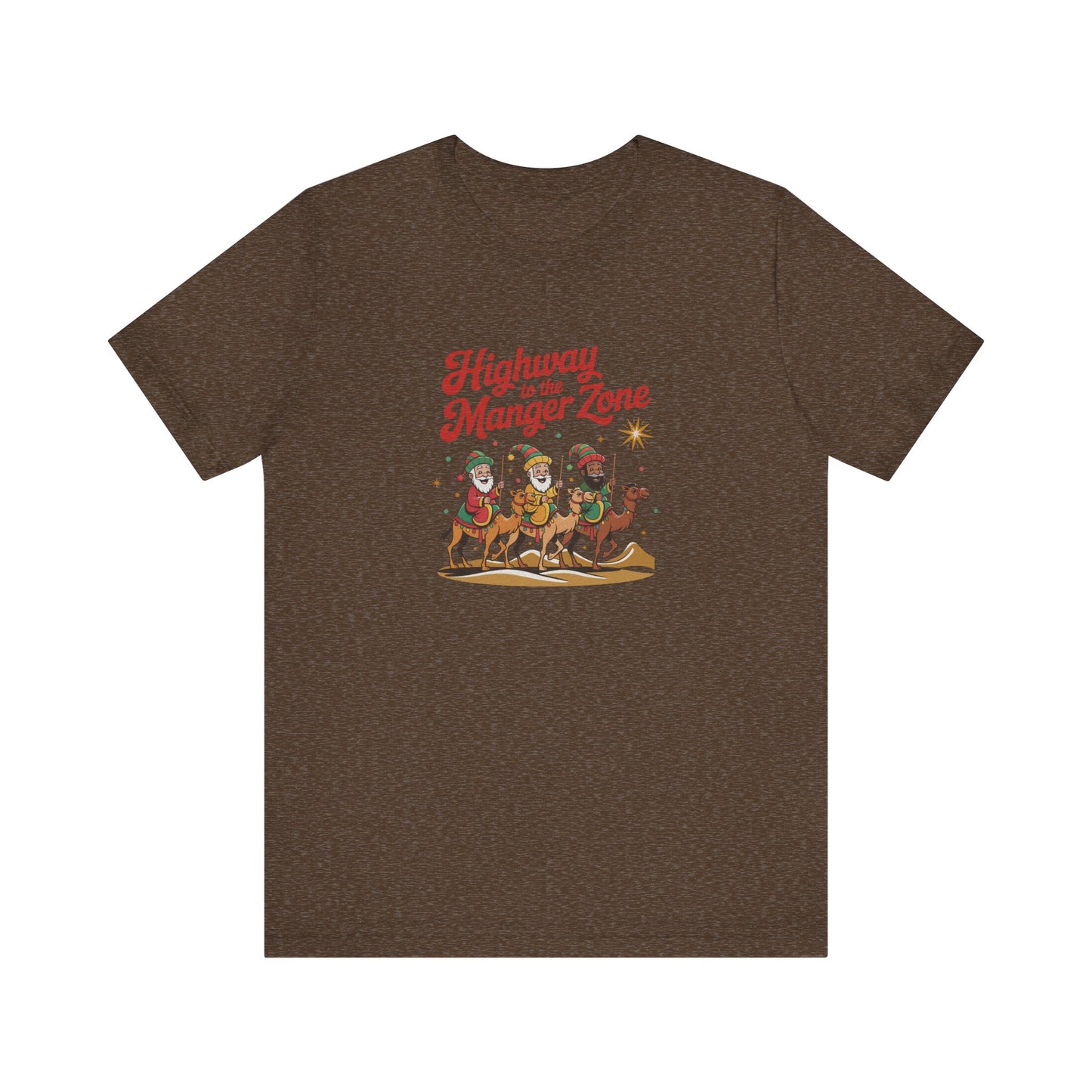 Highway to the Manger Zone — Top Gun-Inspired Christmas Retro Tee (Dark)