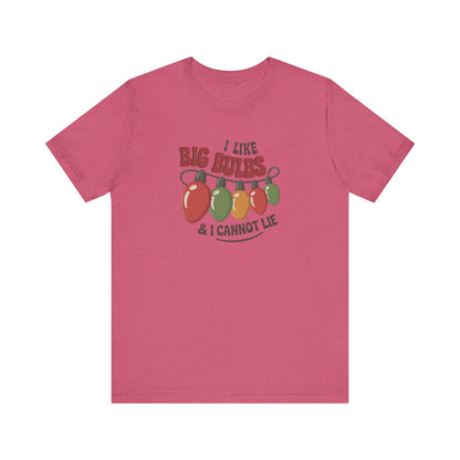 I Like Big Bulbs and I Cannot Lie — Christmas Lights Retro Tee (Light)