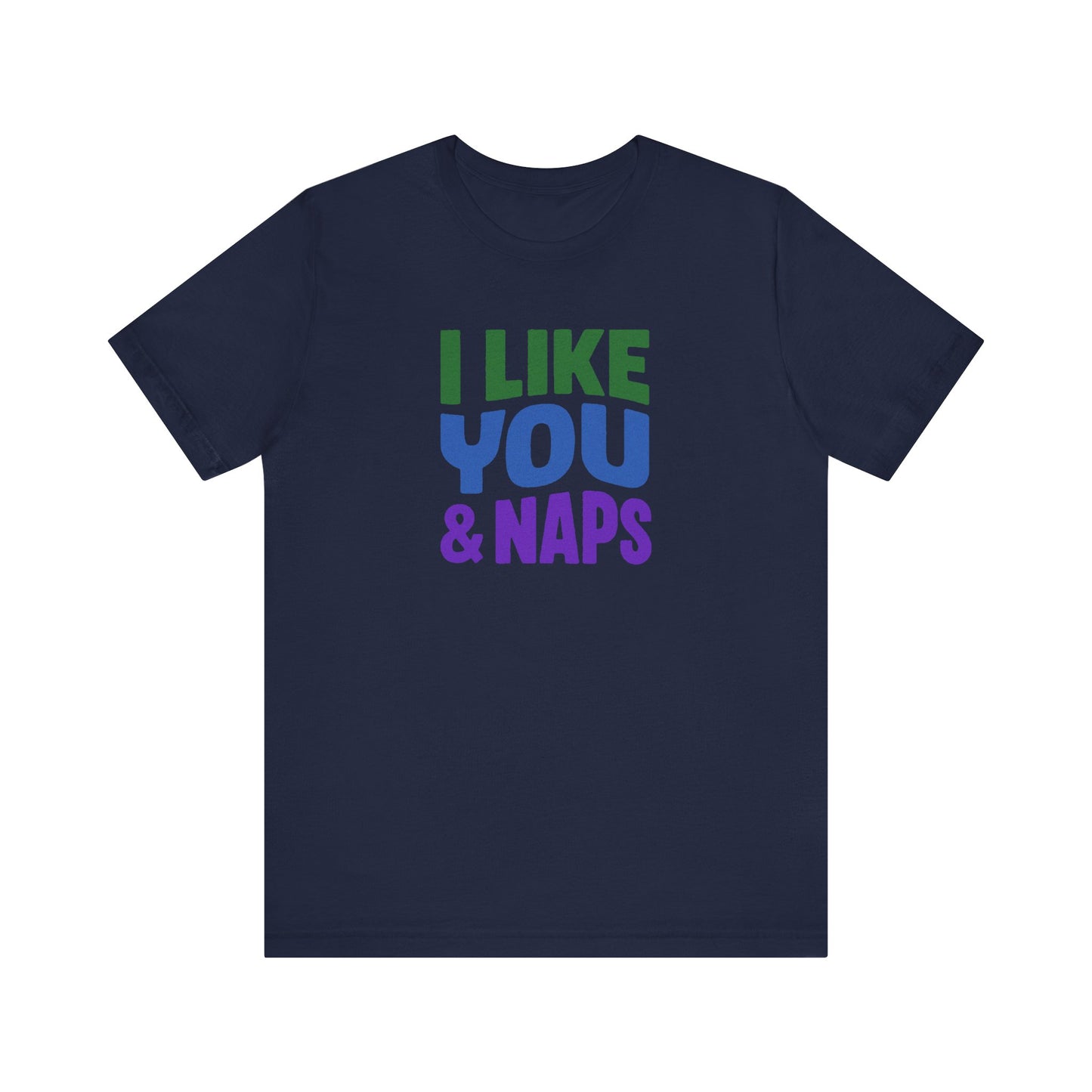 I Like You & Naps (Cool Gradient) — Retro Loungewear Tee (Dark)