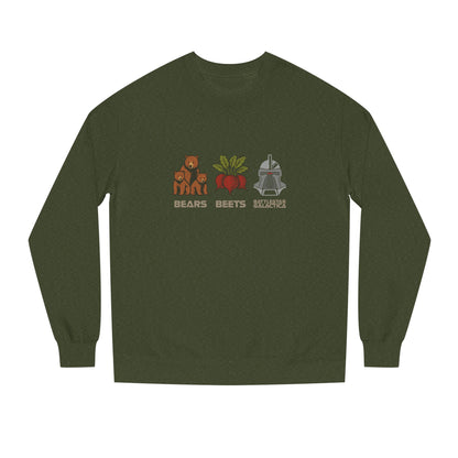 Bears, Beets, Battlestar (Captions) — Retro Sweatshirt (Dark)