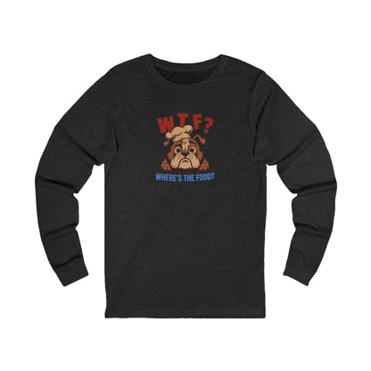 WTF? Where’s the Food? — Bulldog Chef Retro Long Sleeve (Dark)