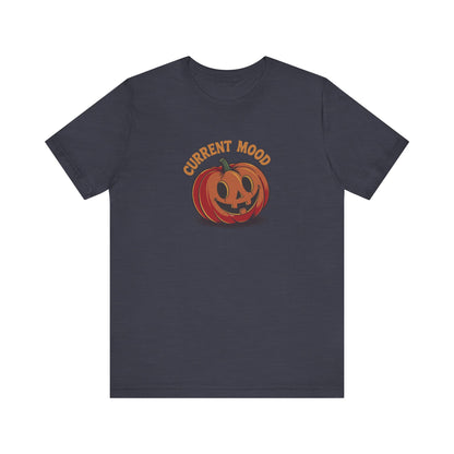 Current Mood (Cute Pumpkin) — Retro Halloween Tee (Dark)