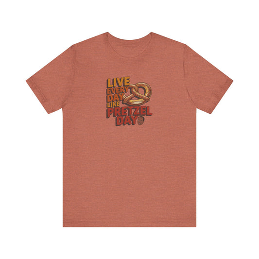 Live Every Day Like Pretzel Day — Stanley Hudson Retro Tee (Light)