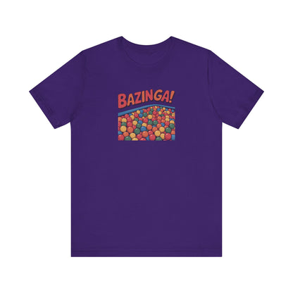 Bazinga! Ball Pit — Big Bang Theory Retro Tee (Dark)