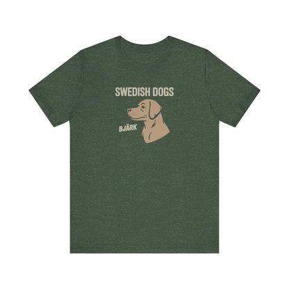 His Bjärk Is Worse Than His Bite – Minimalist Dog Pun Retro Tee (Dark)