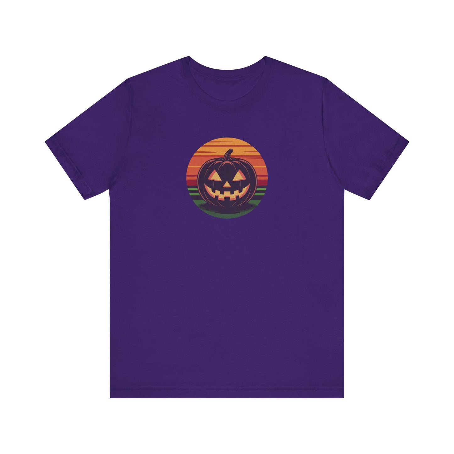Retro Jack: Glowing Classic — Halloween Sunset Tee (Dark)