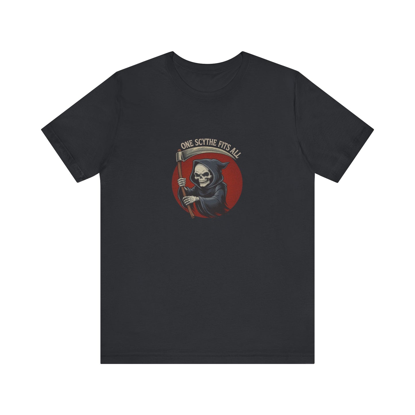 One Scythe Fits All — Grim Reaper Retro Tee (Dark)