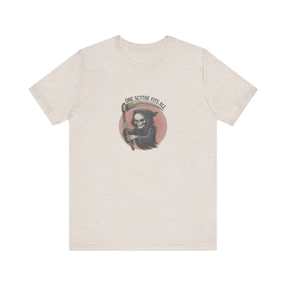 One Scythe Fits All — Grim Reaper Retro Tee (Light)