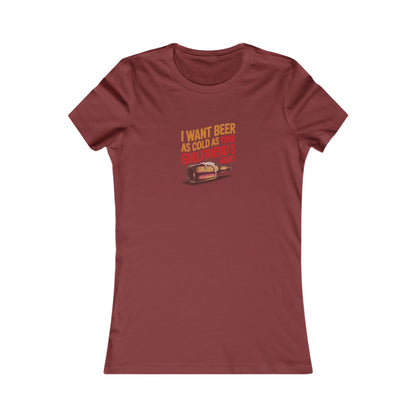 I Want Beer As Cold As Your Girlfriend’s Heart — Retro Women's Tee (Dark)