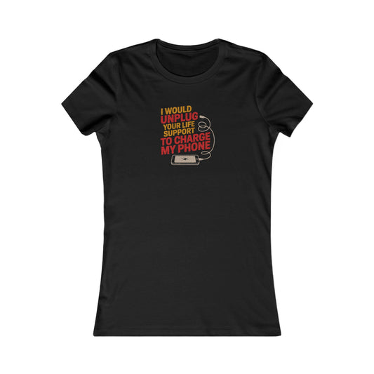 Your Life Support < Charging My Phone — Retro Women's Tee (Dark)