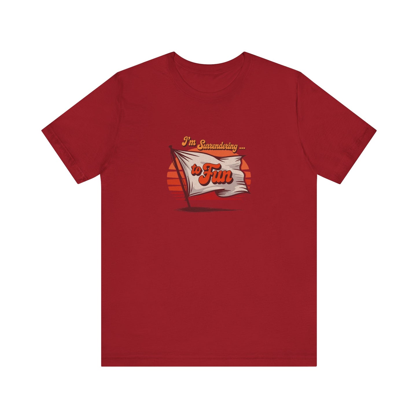 I'm Surrendering to Fun — Fun with Flags Retro Tee (Dark)