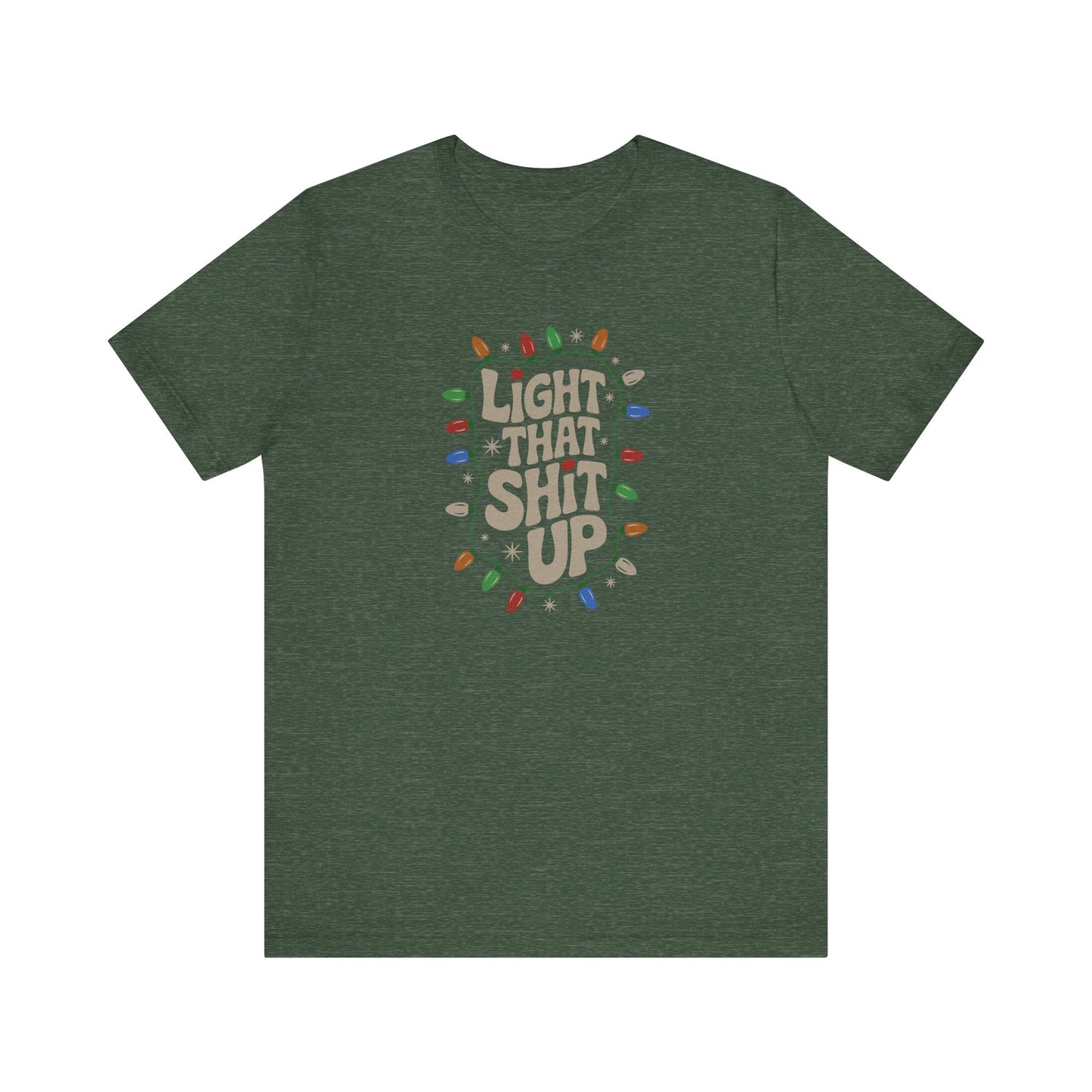Light That Sh!t Up — Retro Christmas Lights Tee (Dark)