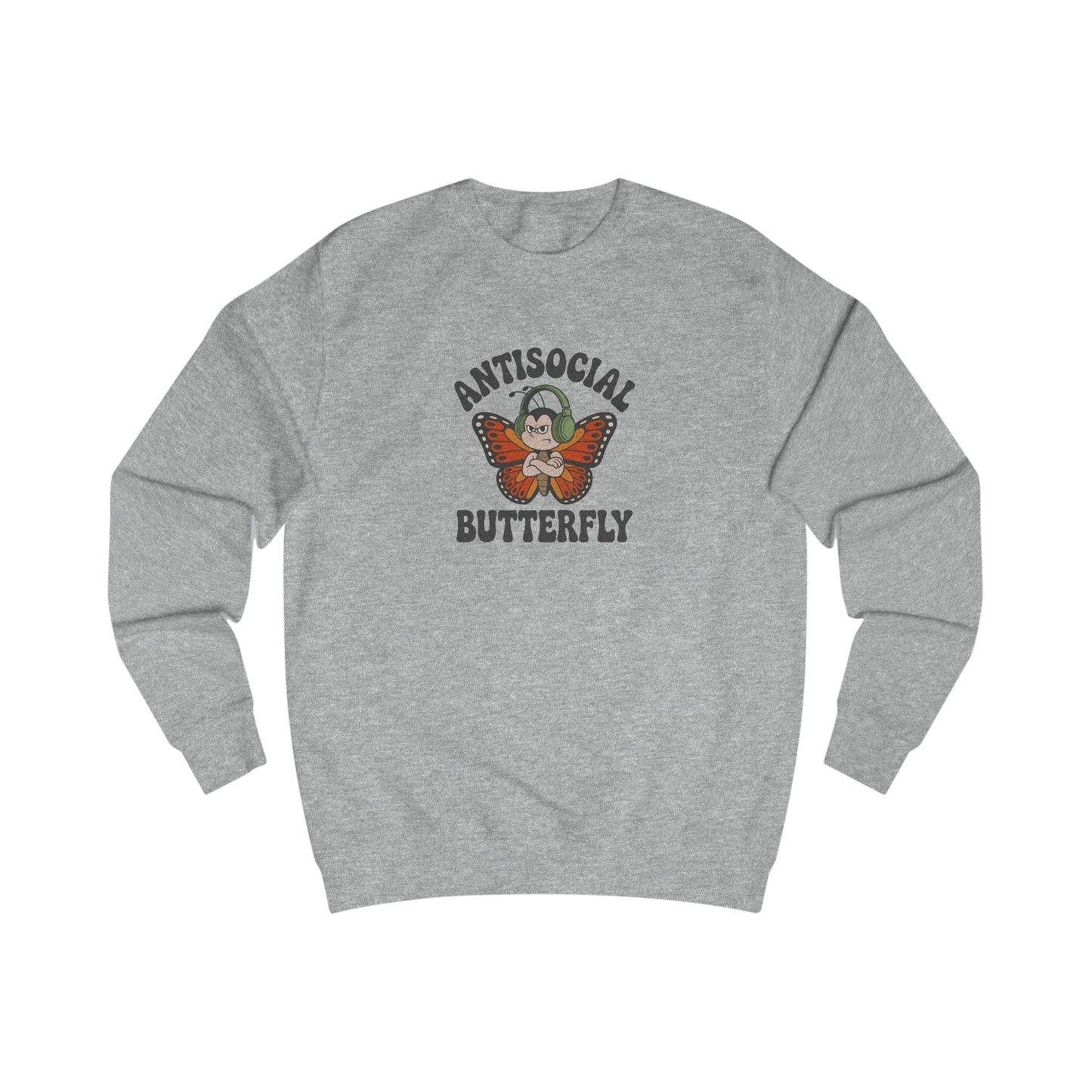 Antisocial Butterfly (Male) — Retro Workout Sweatshirt (Light)