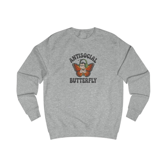 Antisocial Butterfly (Male) — Retro Workout Sweatshirt (Light)