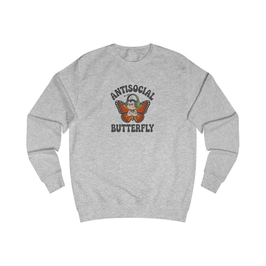 Antisocial Butterfly (Male) — Retro Workout Sweatshirt (Light)