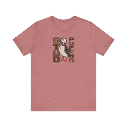Stud Puffin, Licensed to Chill – Spy-Bird Retro Tee (Light)