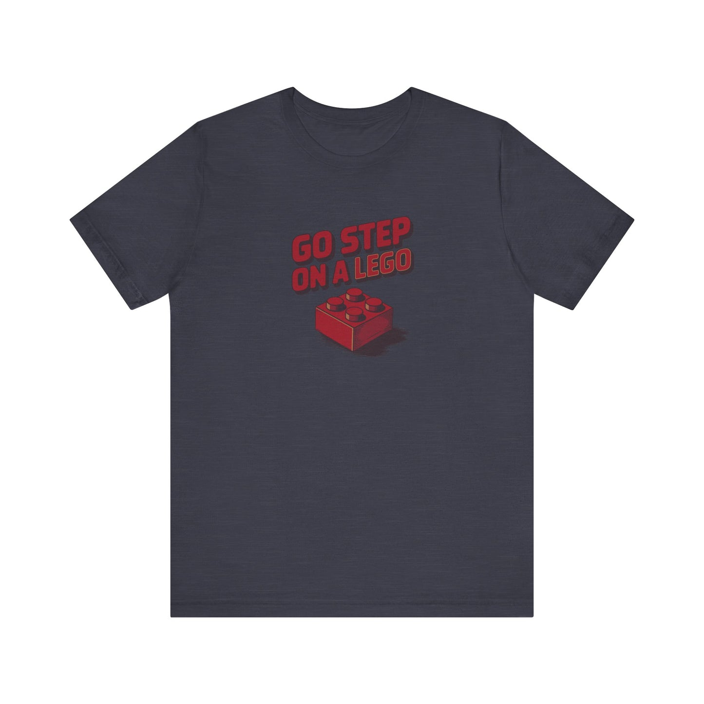 Go Step on a LEGO — Red Plastic Brick Retro Tee (Dark)