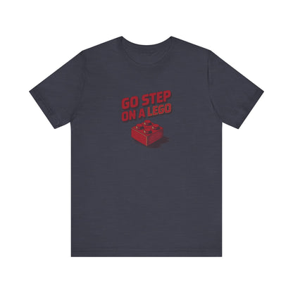 Go Step on a LEGO — Red Plastic Brick Retro Tee (Dark)