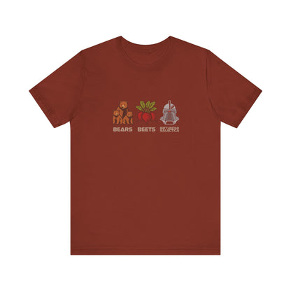 Bears, Beets, Battlestar (Captions) — Retro Tee (Dark)