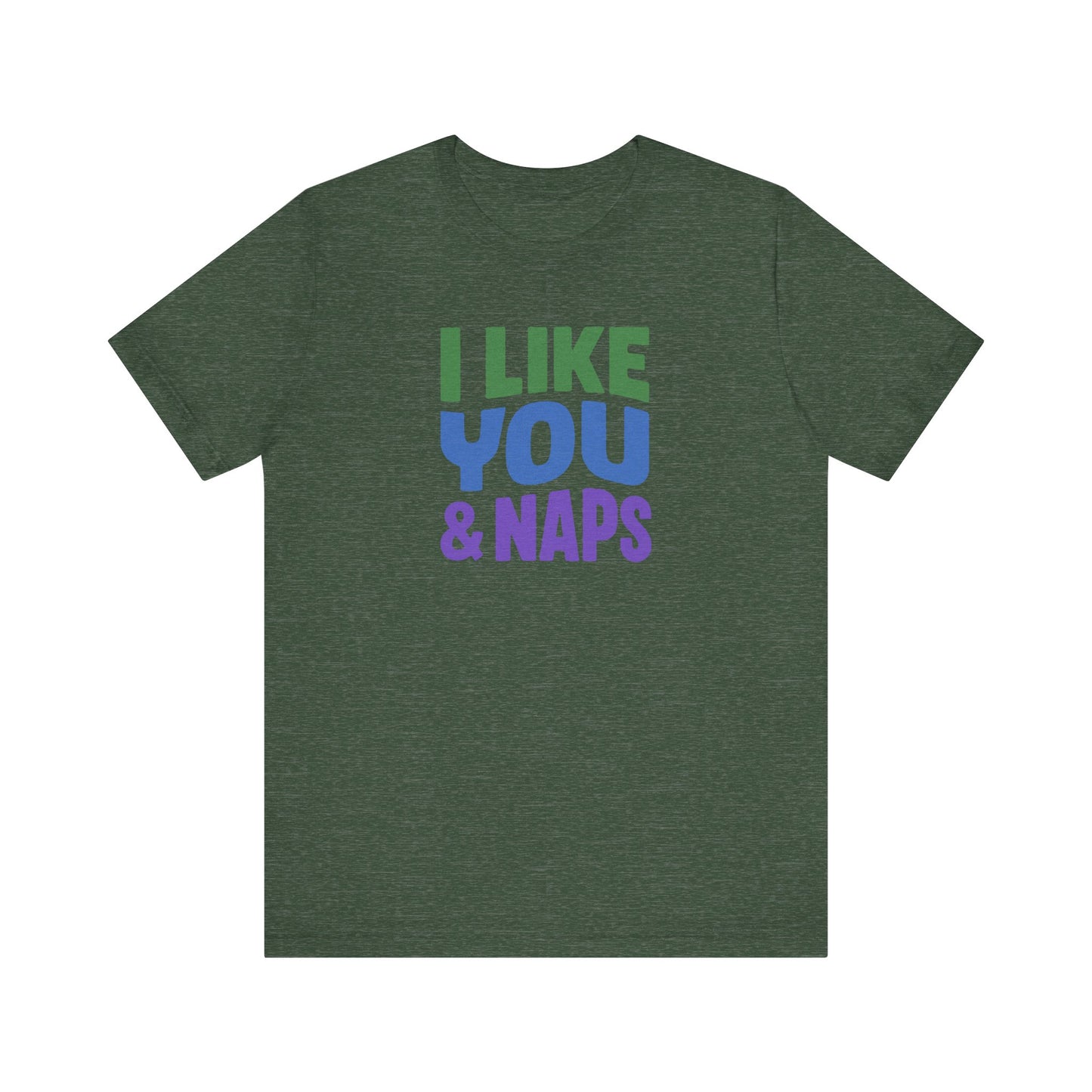 I Like You & Naps (Cool Gradient) — Retro Loungewear Tee (Dark)