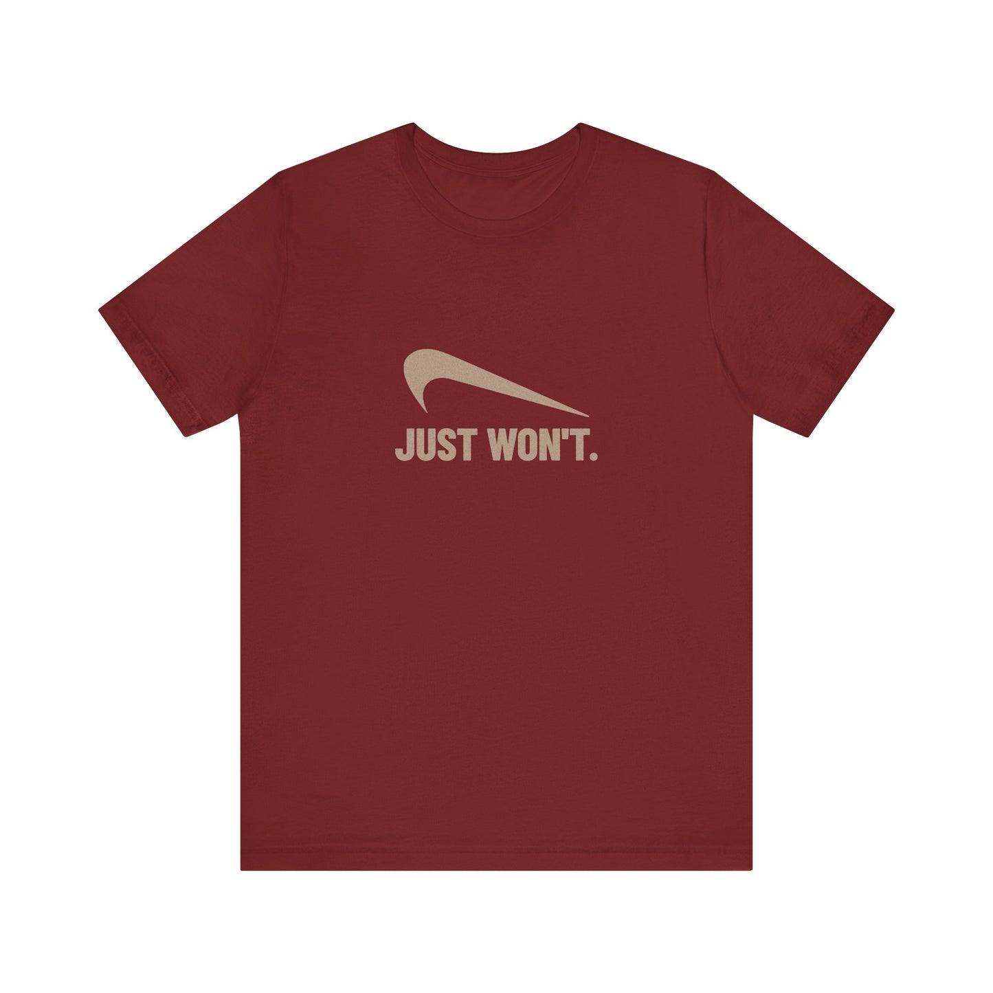 Just Won’t Athletic Parody — Retro Workout Tee (Dark)