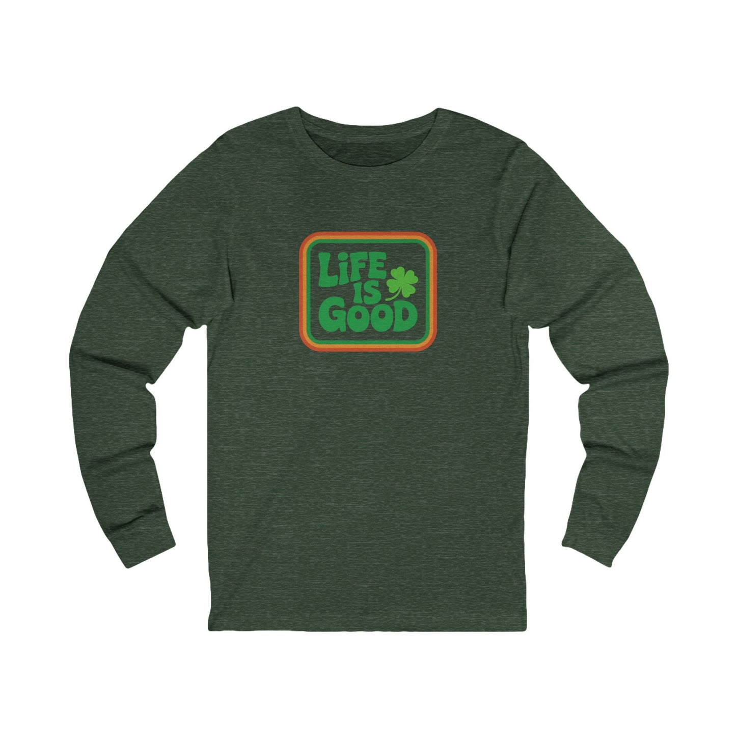 Life Is Good, Shamrock Style — St. Patrick’s Retro Long Sleeve (Dark)