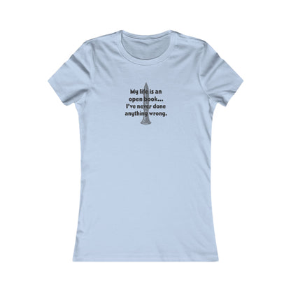 My Life Is an Open Book, I've Never Done Anything Wrong — Clue Retro Women's Tee (Light)