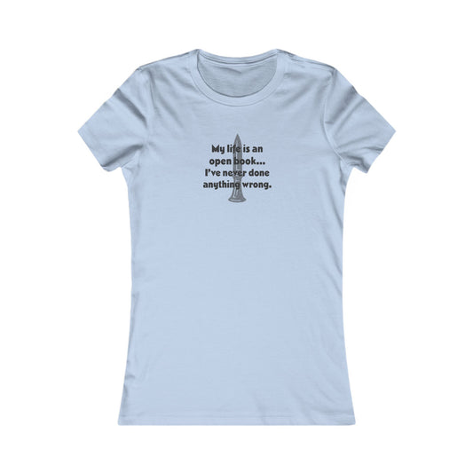 My Life Is an Open Book, I've Never Done Anything Wrong — Clue Retro Women's Tee (Light)