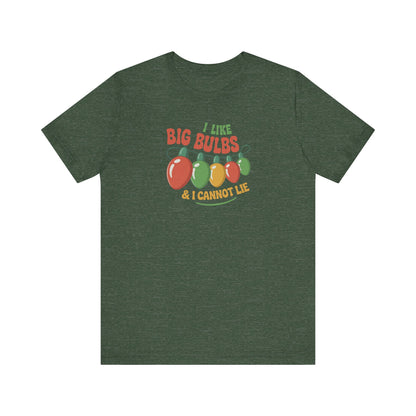 I Like Big Bulbs and I Cannot Lie — Christmas Lights Retro Tee (Dark)