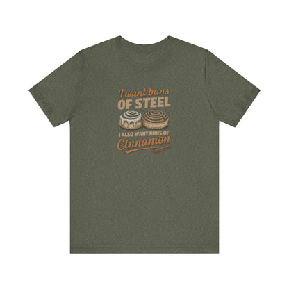 Buns of Steel (and Cinnamon) — Workout Retro Tee (Dark)