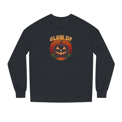 Halloween Glow Up Pumpkin — Retro Autumn Sunset Sweatshirt (Dark)