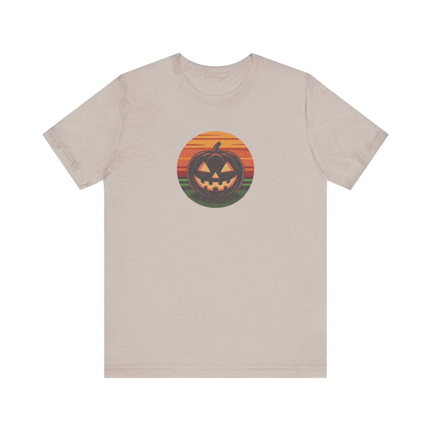 Retro Jack: Glowing Classic — Halloween Sunset Tee (Light)