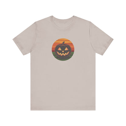 Retro Jack: Glowing Classic — Halloween Sunset Tee (Light)