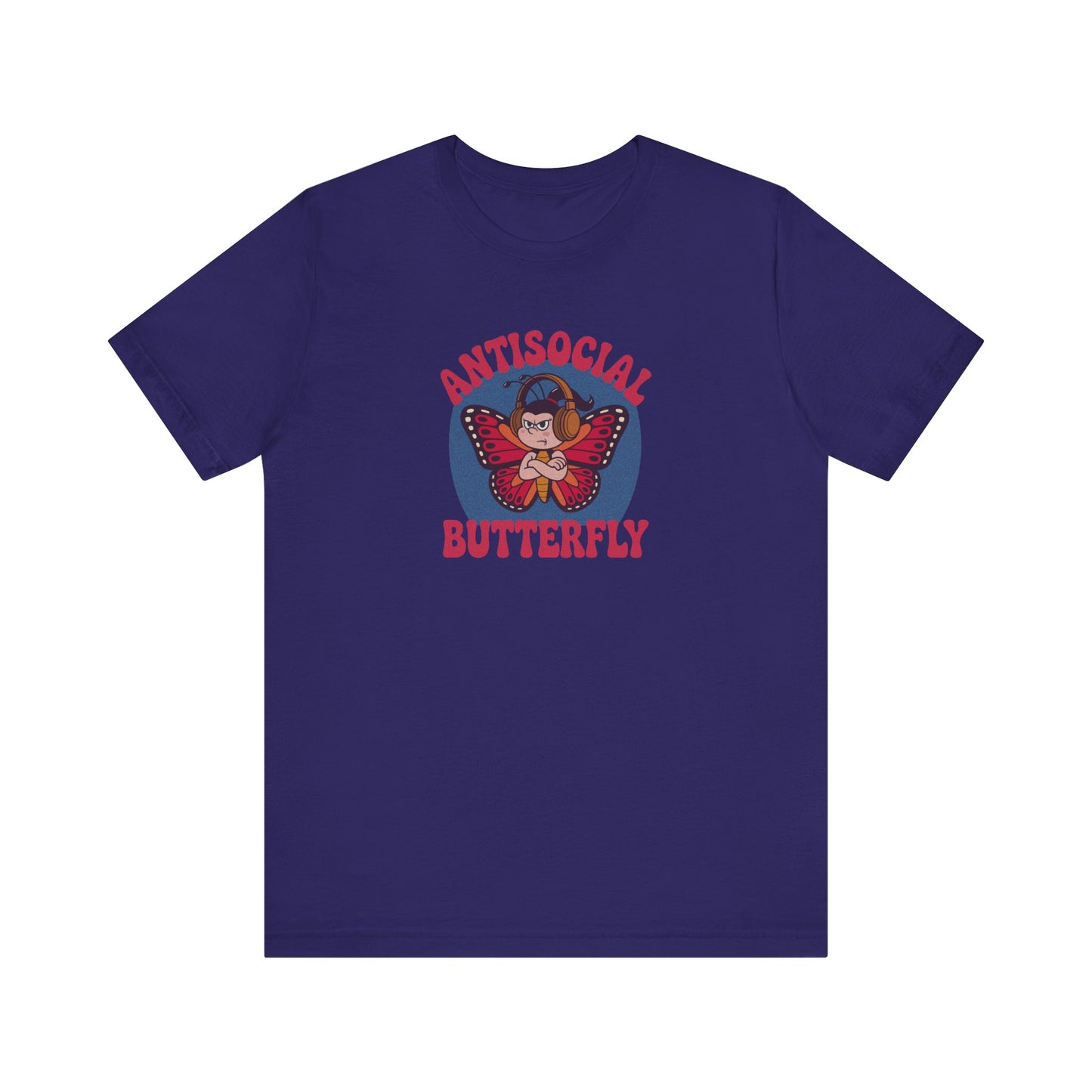 Antisocial Butterfly (Female) — Retro Workout Tee (Dark)