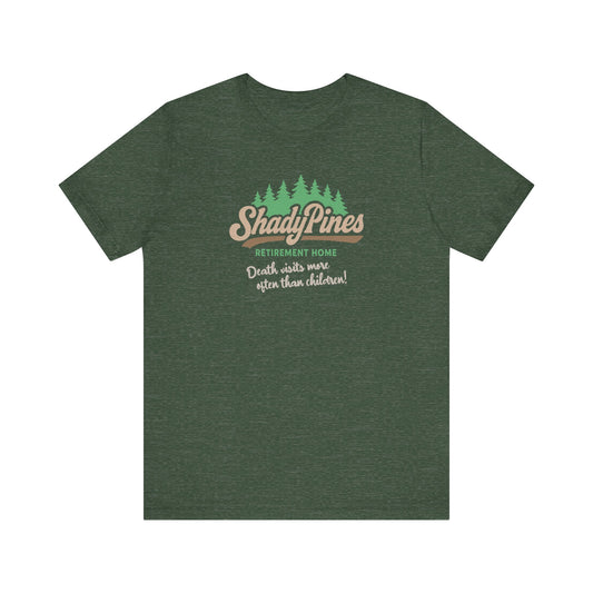 Shady Pines (Death Visits More Often Than Children) — Retro Tee (Dark)