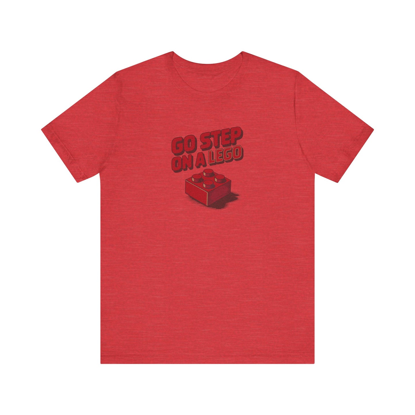 Go Step on a LEGO — Red Plastic Brick Retro Tee (Light)