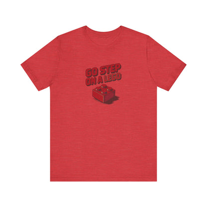 Go Step on a LEGO — Red Plastic Brick Retro Tee (Light)